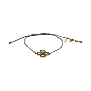 Kurshuni women bracelet on extendable cord luck leaf zirconia cubic dove gray